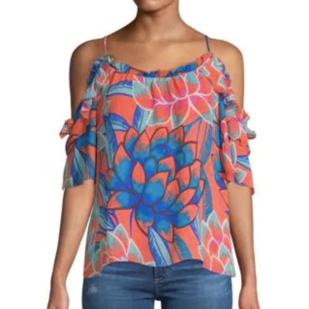 Parker Coral Desert Rose Cold Shoulder Blouse